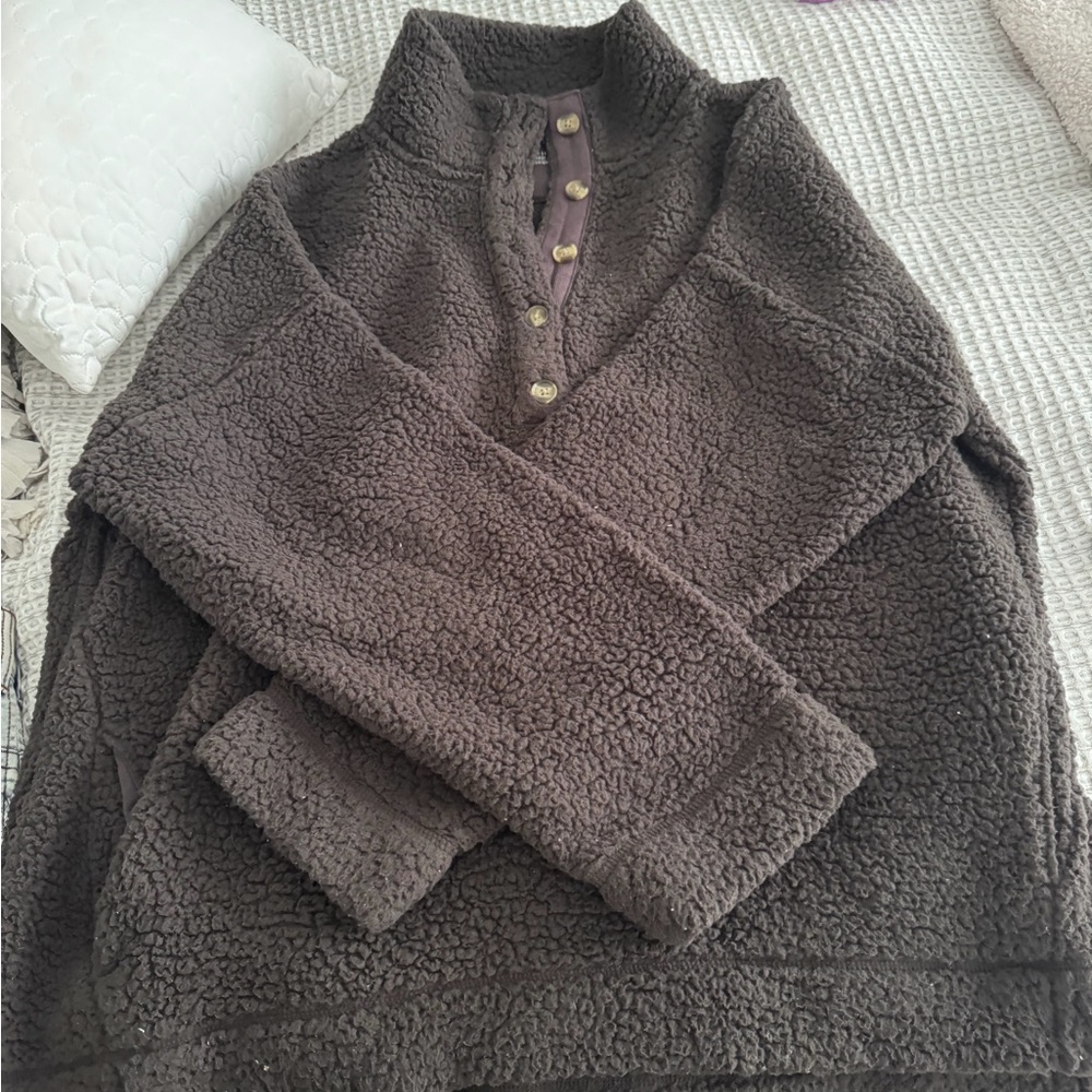 Aerie Men's Dark Brown Zip Up Sweater